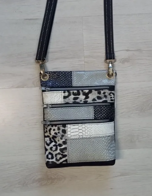 Ritstas in grijstinten kunstleer